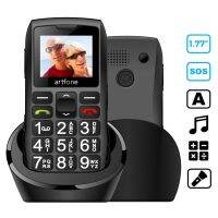 ✧☋ Artfone C1 Bar Senior Mobile Phone With Free Charging Dock Big Rubber Keypad For Elderly Dual Sim One Key SOS FM 1400mAh Cell