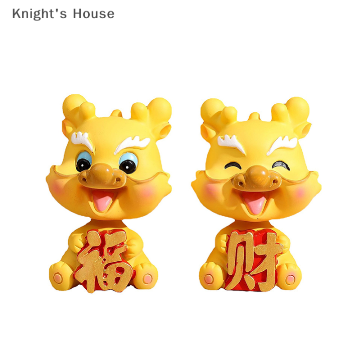 knights-house-รูปปั้นมังกรรูปปั้นสัตว์รูปปั้นจีนรูปปั้นตกแต่งภายในรถ-bobble-ราศีหัวรูปโชคดีเรซิ่นขนาดเล็กหัว