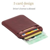 1PCS New Retro Real Leather Pocket Bank ID Credit Card Case Thin Slim Vintage Wallet Men Cash Pack Bus Card Holder Purse