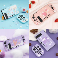 Cute Purple Pink Rabbit Cat Soft TPU Skin Protective Case for Nintendo Switch NS Console Joy-Con Controller Housing Shell Cover