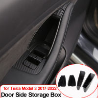 Door Side Armrest Storage Box for Tesla Model 3 2016-2022 Accessories Handle Tray Organizer Container Bin Hidden Phone Holder