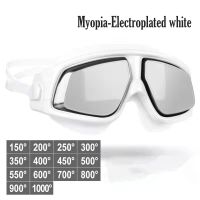 White Myopia -10 -1.5 To -10.0 Myopia Silicone HD Electroplated Anti Fog Swimming Goggles Eyewear Custom Different Degree For Left Right Eyes