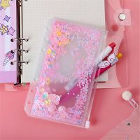 ♀ 1pc Kawaii Glitter Sequins A5 A6 Binder Inner Pocket 6 Holes Loose Leaf Zipper Binder Storage Pouch Students Storage Supplies