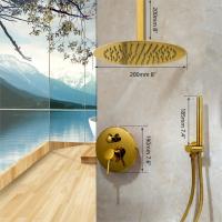 Kemasidi Rainfall Golden Shower Faucet Set ติดเพดานฝักบัวแบบมือจับเดี่ยว Tap Square Handshower ปกปิด Install