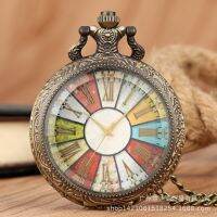 ❀❀ Hot selling pocket watch for foreign trade transparent glass surface colorful Roman literal European and British style watch factory direct