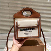 Burberry ดั้งเดิม,หิ้วของผู้หญิง Preppy อังกฤษกระเป๋าสะพายข้างลำลองลดอายุ Bag25ไหล่ * 23ซม.