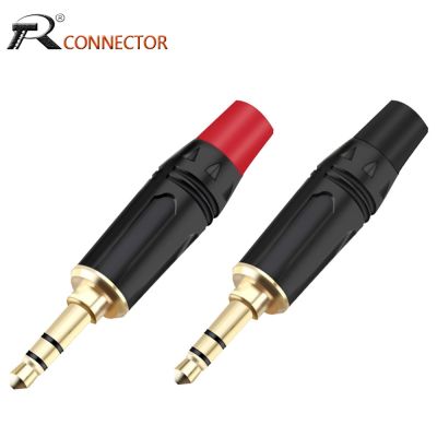 4pcs Smooth Black 3pole 3.5mm Jack Wire Connector audio video plug stereo Earphone Connector