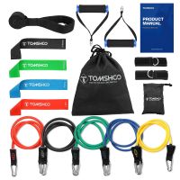 TOMSHOO 17Pcs Resistance Bands Set Workout Fintess Exercise Rehab Bands Loop Bands Tube Bands Door Anchor Ankle Straps Handles Exercise Bands