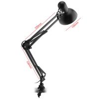 Home Table Lamp with Clamp Flexible Desk Lamp Leg Swing Arm Clamp Mount Light Black Reading Lights for Home Office Studio Study