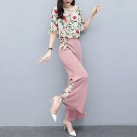 COD DSFGRDGHHHHH CCHome-Wide Leg Pants Suit Womens Summer Clothes 
ew Foreign Style Two-piece Fashion Casual Loose Slim Womens Fashion Tide