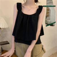 2023 Summer new western style youthful-looking outer wear square collar sling vest slimming all-matching sleeveless baby shirt top women