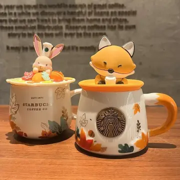 2022 Starbucks Mugs Autumn Maple Leaves Cute Fox Rabbit Ceramic Cup Coffee  Cups