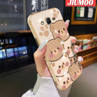 JIUMOO เคสนิ่ม J2ปลอกสำหรับ Samsung ชั้นหนึ่งเคสมือถือดีไซน์ใหม่ขอบสี่เหลี่ยมการ์ตูนหมีน่ารักใบหน้าเคสลวดลายบางๆปกป้องกล้องฝาปิดเลนส์เต็มตัวกันกระแทก