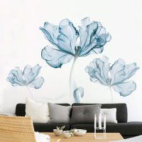 Fresh blue flowers wall stickers bedroom living room Sofa TV background decoration art mural plant stickers home decor wallpaper