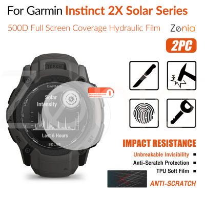 Zenia ฟิล์มกันรอยสำหรับขอบโค้งปกป้องทุกส่วนของเครื่องหน้าจอ HD แบบเต็ม2ชิ้น, Garmin Instinct 2X Solar Tactical Instinct2X พลังงานแสงอาทิตย์สมาร์ทวอท์ช HD 9ชั่วโมงฟิล์มบาง TPU ฟิล์มป้องกันกันระเบิดป้องกันการแผ่นฟิล์มกันรอย