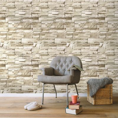 Stone And Stick Wallpaper Faux Vinyl Self-adhesive Bedroom Room Walls Decoration Sticker