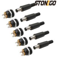 STONEGO 12V 3A DC Power Connector Panel Mount Female Jack Socket with Plastic Male Plugs Screw Nut 5.5 x 2.1mm