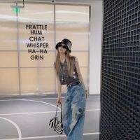 Rhinestone Graffiti Loose Fitting Jeans