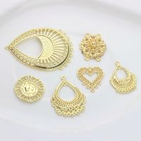 【YF】○❁  Zinc Alloy Charms Flat  Round Drop Hollow 6pcs/lot Tassel Earrings Making Accessories