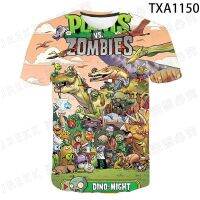 2023 newsummer เกมร้อนพืช VS ซอมบี้ pvz เด็ก3D พิมพ์ xort ลำลองแขนสั้นสาวด้านบนเสื้อลำลองเด็กผู้ชายเด็กสุดเท่