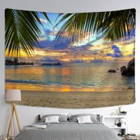 Tropical Beach Sunset Sea View Tapestry Wall Hanging Boho Aesthetic Room Bedroom Living Room Home Decor