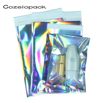 50pcs Holographic Gift Bag, Clear Plastic Self Locking Resealable Bag,  Small Dustproof Jewelry Pouch, For Party