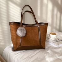 Large capacity female shoulder bag totes nubuck leather handbag female casual shopper tote bags brown top quality