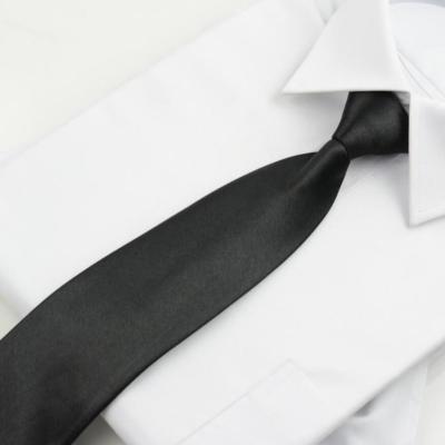 Mens Lazy Zipper Tie Solid Military Training Tie 9cm Matte Tie Silk Polyester W8A4