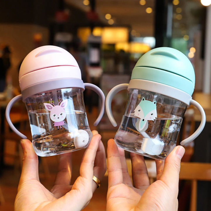 lowest-price-mh-250ml-baby-sippy-water-cup-kid-handle-เรียนรู้การให้อาหารดื่มขวดต่อต้านการสำลักกับ-gravity-ball-kids-training-cup-with-straw