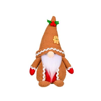 1PCS Khaki Gingerbread Man Christmas Plush Knitting Faceless Gnome Santa Rudolph Doll For Home Gifts Ornaments Female