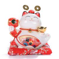 6 inch Maneki Neko Ceramic Lucky Cat Home Decor Porcelain Ornaments Cute Fortune Cat Money Box Fengshui Crafts