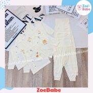 Bộ Quần Áo Sơ Sinh Dài Tay Cài Chéo Unchi Chất Liệu Cotton Thun Lạnh Cho