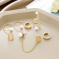 8Pc Fashion Pearl Ear Clips Ear Cuff for Women Men Non Piercing Fake Cartilage Earrings Clip Earrings Wholesale Jewelry