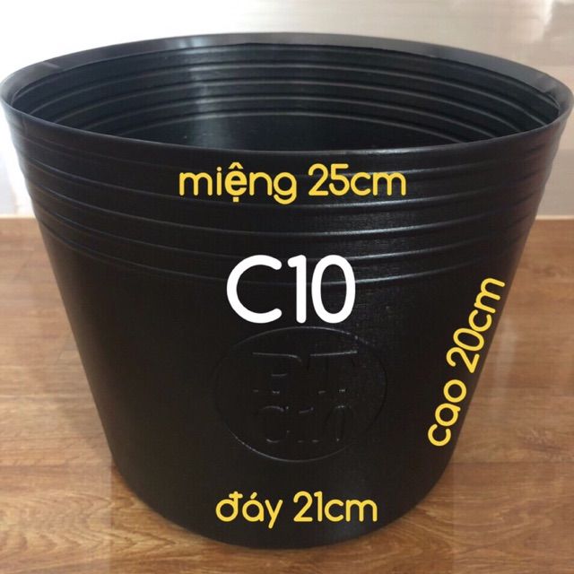 10 Chậu nhựa giá rẻ trồng cây giống - C10 đen - KT: 25cm*20cm*20cm ...