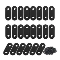 22 Pcs Straight Brace Brackets Stainless Steel Black Mending Plate Connector with Screws Flat Brackets for Wood