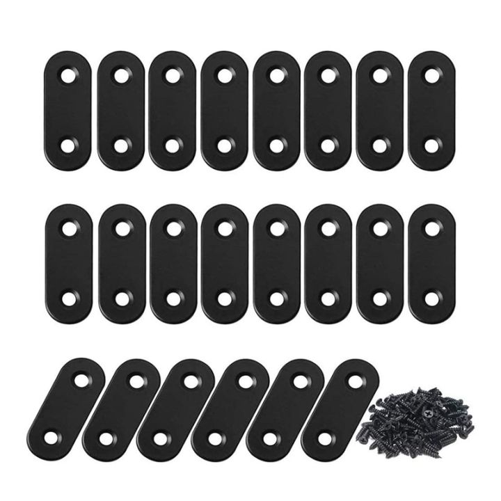 22 Pcs Straight Brace Brackets Stainless Steel Black Mending Plate ...