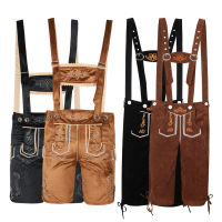 ผู้ชาย Oktoberfest lederhosen กับ suspenders เครื่องแต่งกายชุดเบียร์ปาร์ตี้บริกรเกษตรกรเครื่องแต่งกายคอสเพลย์ห้ากางเกงตัดกางเกง