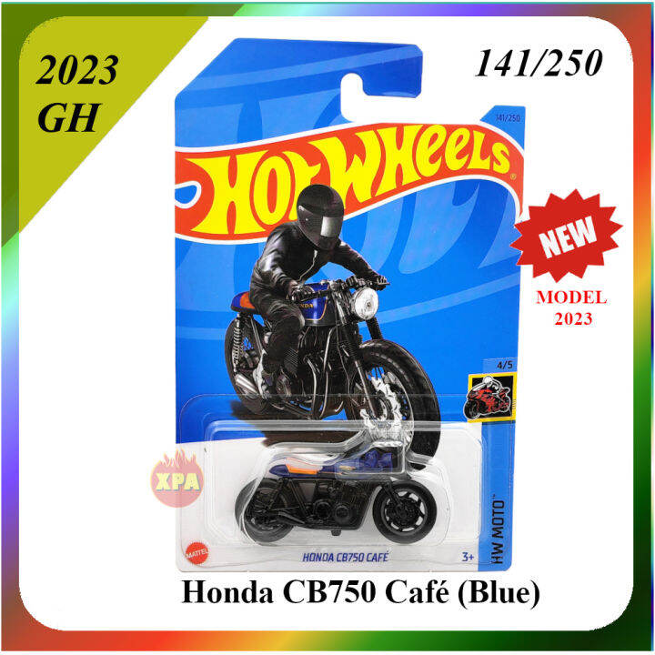 Hot Wheels Motorcycle DieCast Honda CB750 Cafe ( Blue hook creased