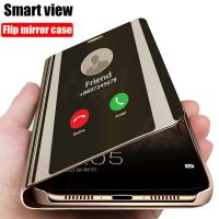 ✆∏ For Motorola G9 Play G8 Power Lite Luxury Smart Mirror Leather Flip Phone Case For G8 G9 Plus Leather Holder Standing Cover