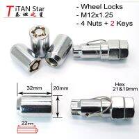 【ใหม่】4ถั่ว2Key M12x1.25 1.25ที่ล็อคล้อ Lug Nuts Anti รักษาความปลอดภัยคีย์อ่อนนุชเหมาะสำหรับรถซูซูกิ Nissan Haval Greatwall Subaru LNG-06