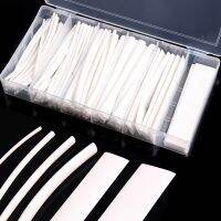 100Pcs White Heat Shrink Tubing Polyolefin Shrinkage Ratio 2:1 Electrical Equipment Wrap Sleeving 6 Sizes Cable Management