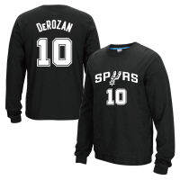 [ในสต็อก] NO.10 Demar DeRozan San Antonio Spurs ผู้ชายผู้หญิงลูกเรือคอยาวแขนเสื้อฤดูใบไม้ร่วงฤดูหนาว Jersey การฝึกอบรมเสื้อผ้าหนาอบอุ่น Pullover กีฬาเสื้อกันหนาว