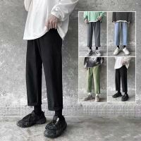 COD SDFGERTERT ⚡W-KING⚡ Korean Boy Straight-leg Pants Summer Black Nine-point Pants Tie-pants Men’s Loose Overalls Casual Pants All-match Trousers Sports Jogging Pants