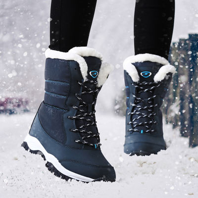 2021 Women Snow Boots Female Waterproof Non-slip Parent-Child Winter Boots Woman Thick Fur Platform Warm Shoes Plus Size 31-42