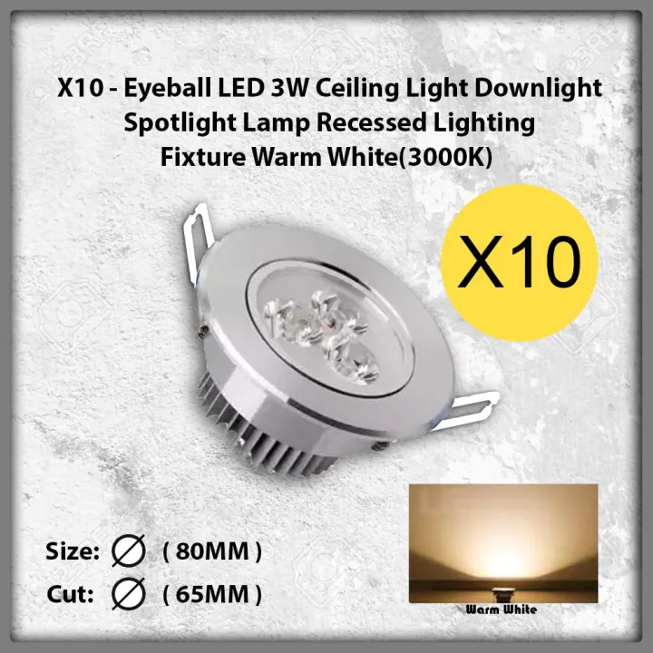 x10pcs) Eyeball LED 3W Ceiling Light Downlight Spotlight Lamp ...