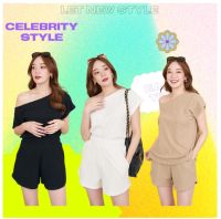 CRM21 Clothing set ชุดเซ็ทปาดไหล่กับกางขาสั้นเอวสูงทรงขาเว้า Celebritystyle