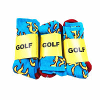 Sold by 5pairslot-- GOLF wang blue flame socks men and women couples medium high stockings WZ43