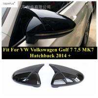 “{》} ทริมผ้าคลุมกระจกมองหลังสไตล์ฮอร์นเเบลดสำหรับ VW Volkswagen Golf 7 7.5 MK7แฮทช์แบค2014-2019สีดำ/ คาร์บอนไฟเบอร์รูปลักษณ์