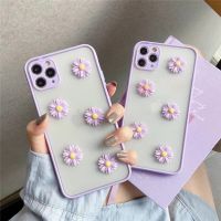 ☁✙ 3D cute Color border daisy flower phone Case For iPhone 12 11 Pro Max X XR XS Max 7 8 Plus SE 2020 Transparent Soft hard Cover