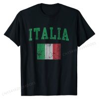 Vintage Italia Flag Italian T-Shirt Custom T Shirt for Men Cotton Tees Casual High Quality